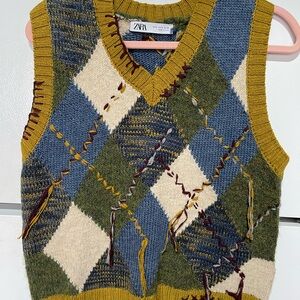 Zara V-Neck Sweater Blue and Green